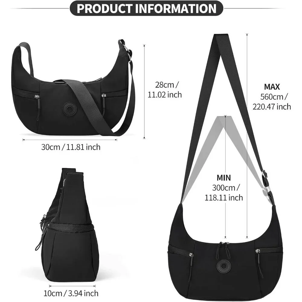 Women's Water Resistant Nylon Crossbody Bag with Pockets for Travel Casual - Picture 4 of 6
